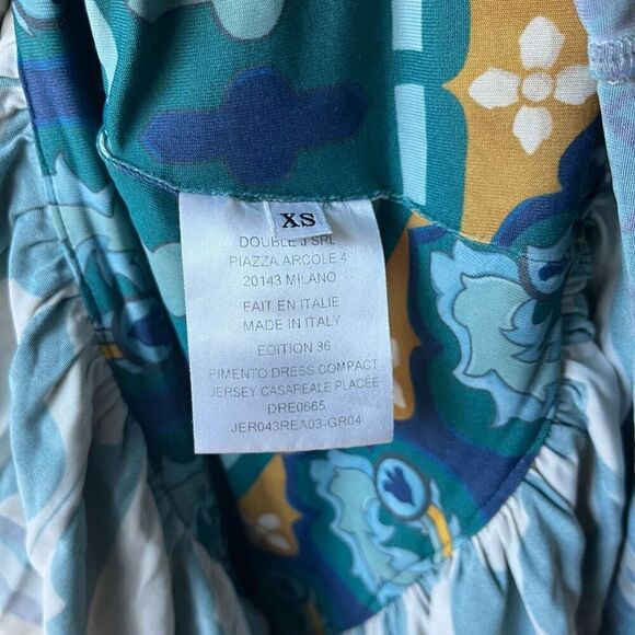 La DoubleJ Dress Pimento Blue Printed V-Neck Short Sleeve Maxi Dress Size XS - Picture 11 of 13